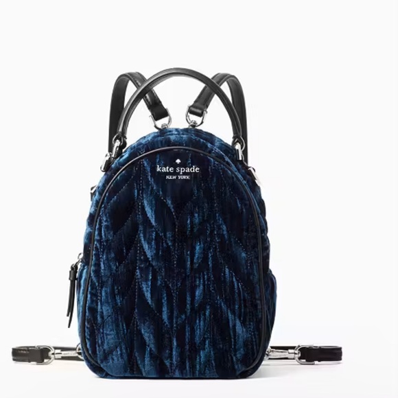Kate Spade Quilted Crushed Velvet Mini Convertible Backpack - Picture 1 of 6